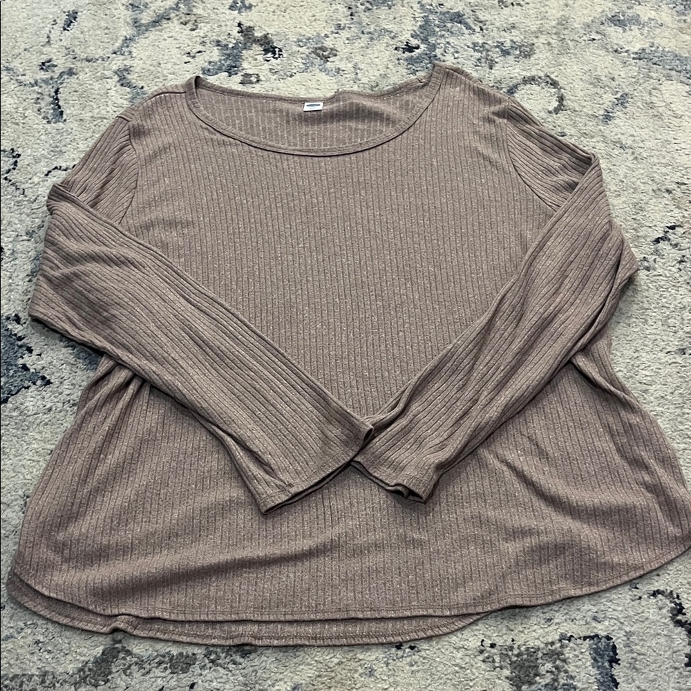 Old Navy Women's Taupe Ribbed Blouse